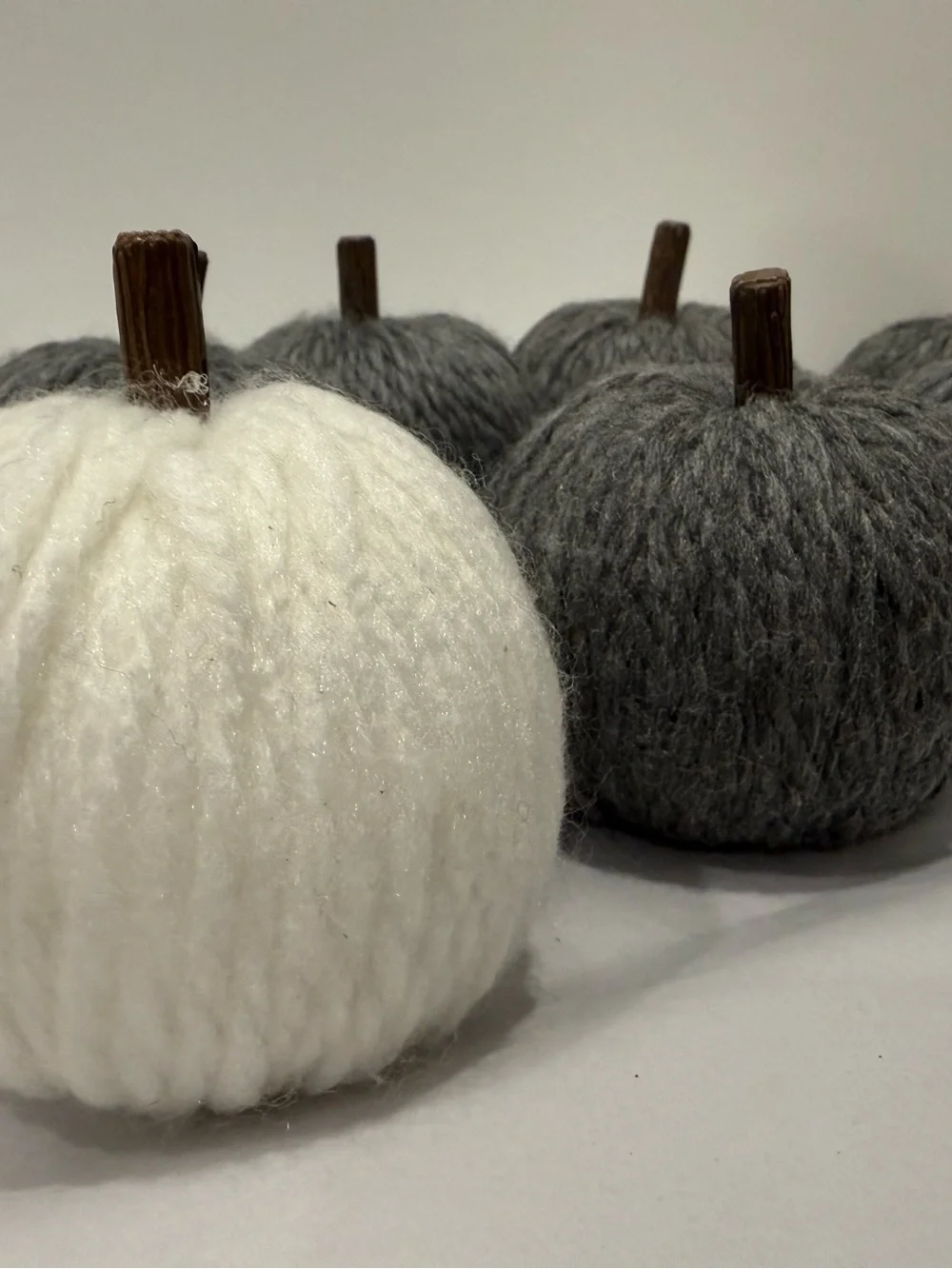 Set of 8 Minimalist Decorative Pumpkins in Gray and White